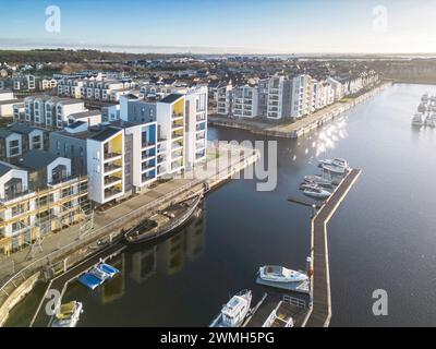 Aus der Vogelperspektive auf die Insel Saint Marys und den Jachthafen chatham am River medway in kent Stockfoto