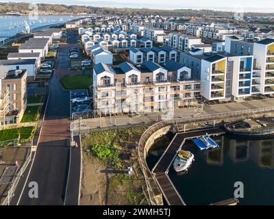 Aus der Vogelperspektive auf die Insel Saint Marys in chatham am River medway in kent Stockfoto