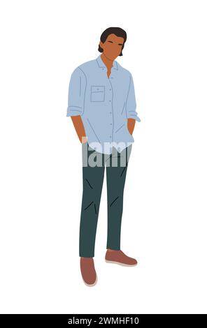 Stilvoller junger Mann mit lässigem Sommeroutfit. Stock Vektor