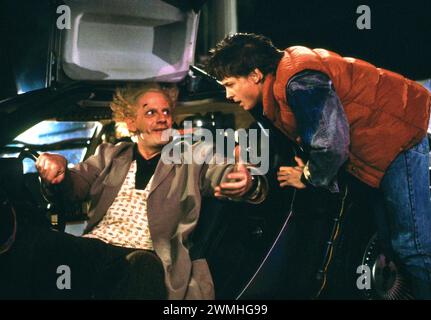 Zurück in die Zukunft 1985 Christopher Lloyd & Michael J. Fox Stockfoto