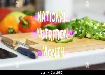 National Nutrition Month, eine Küche lebendiges Gemüse und die klare gesunde Ernährung. Stockfoto