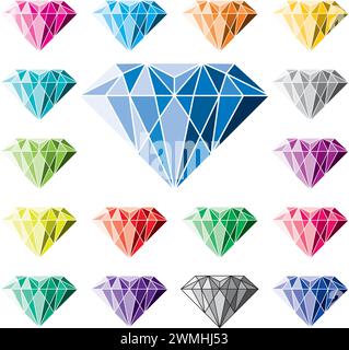 Vektor-Sammlung von bunten Diamanten Stock Vektor