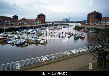 Sunderland Marina am Tyne and Wear River Stockfoto