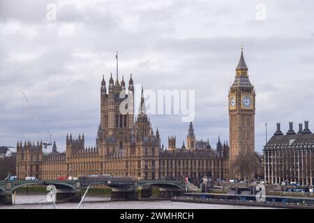 London, England, Großbritannien. Februar 2024. Allgemeine Ansicht der Houses of Parliament, Big Ben und Westminster Bridge. (Kreditbild: © Vuk Valcic/ZUMA Press Wire) NUR REDAKTIONELLE VERWENDUNG! Nicht für kommerzielle ZWECKE! Stockfoto