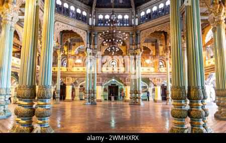 Das Innere des Palastes in Mysore Karnataka Indien Stockfoto