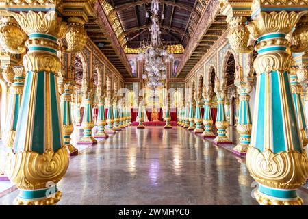 Das Innere des Palastes in Mysore Karnataka Indien Stockfoto