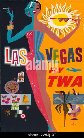 Vintage TWA Las Vegas Reiseplakat von David Klein, veröffentlicht ca. 1962 Stockfoto