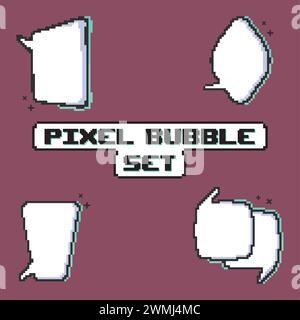 Pixelige Comic-Bubble-Chats setzen Vektor Stock Vektor
