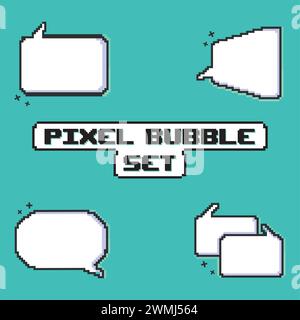 Pixelige Comic-Bubble-Chats setzen Vektor Stock Vektor