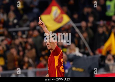 Rom, Latium, Italien. Februar 2024. Während des Fußballspiels der Serie A AS Roma - Turin FC Stadio Olimpico am 25. Februar 2024 in Rom, Italien. (Kreditbild: © Ciro de Luca/ZUMA Press Wire) NUR REDAKTIONELLE VERWENDUNG! Nicht für kommerzielle ZWECKE! Stockfoto