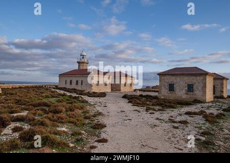 Leuchtturm von Punta Nati, Ciutadella, Menorca, Balearen, Spanien Stockfoto