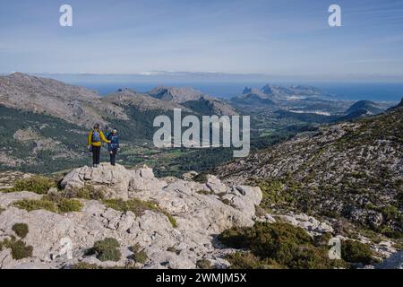 Abstieg zum Puig de Ca Pass, Escorca, Mallorca, Balearen, Spanien Stockfoto