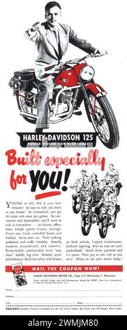 1950 Harley-Davidson 125 Printwerbung Stockfoto