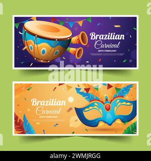 Realistische brasilianische Karneval horizontale Banner Set Design Vektor Illustration Stock Vektor