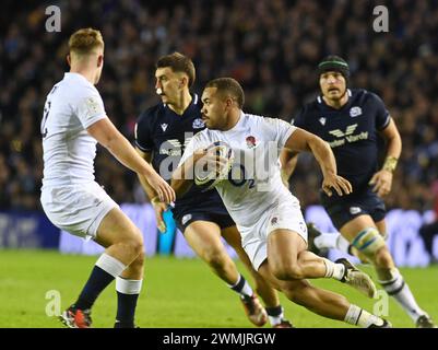 Februar 2024 Scottish Gas Murrayfield Stadium. Edinburgh.Scotland.UK.die Herren Guinness Six Nations spielen Schottland gegen England Ollie Lawrence aus Engla Stockfoto