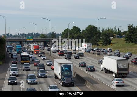 Nachmittags Rush Hour auf der Autobahn I-5 in seattle, washington Stockfoto
