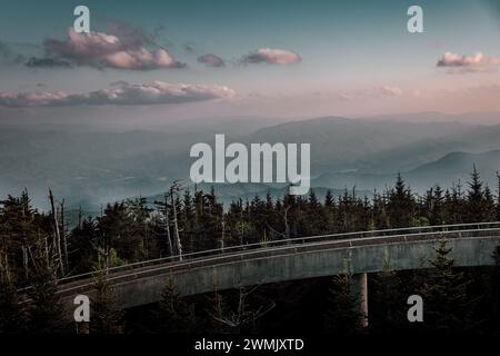 Sonnenuntergang am Clingmans Dome in den Great Smoky Mountains Stockfoto