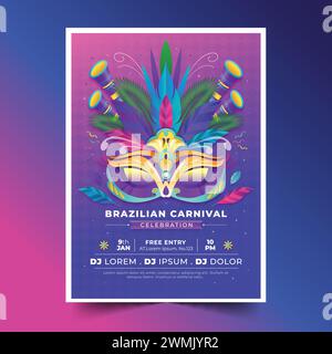 Verlauf brasilianischer Karneval vertikales Poster Vorlage Design Vektor Illustration Stock Vektor