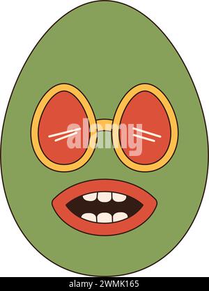 osterkirche im Retro-Look. Happy easter flache Vektor-Illustration Icon. Stock Vektor
