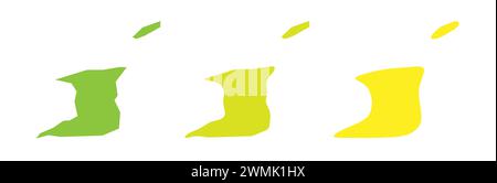 UndefiniertTrinidad und Tobago Country Black Umrandung und farbige Country Silhouetten in drei verschiedenen Stufen der Glätte. Vereinfachte Karten. Vektorsymbole isoliert auf weißem Hintergrund. Stock Vektor