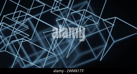 Blauer abstrakter Hintergrund mit Linien und Formen 3D-Darstellung Stockfoto