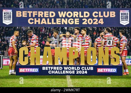 Wigan, England - 24. Februar 2024 - Champions. Rugby League Betfred World Club Challenge, Wigan Warriors vs Penrith Panthers im DW Stadium, Wigan, UK Dean Williams Stockfoto