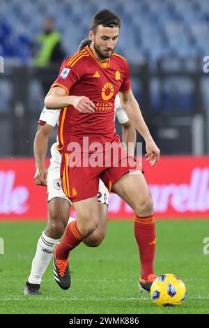 Rom, Latium. Februar 2024. Bryan Cristante von AS Roma während des Spiels der Serie A zwischen Roma und Turin im Olympiastadion, Italien, 26. Februar 2024. Quelle: massimo insabato/Alamy Live News Stockfoto