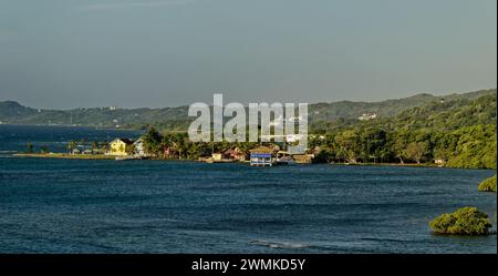 ROATAN, HONDURAS - 23. Januar 2024: Der Hafen von Roatan ist einer von zwei Kreuzfahrthäfen in Roatan. Schätzungsweise 580,000 Besuche Roatan über diesen Hafen jedes Jahr Stockfoto