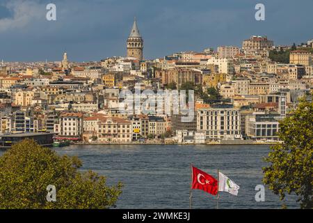 Blick auf den Galata-Turm vom Topkapi-Palast, Istanbul, Türkei Stockfoto