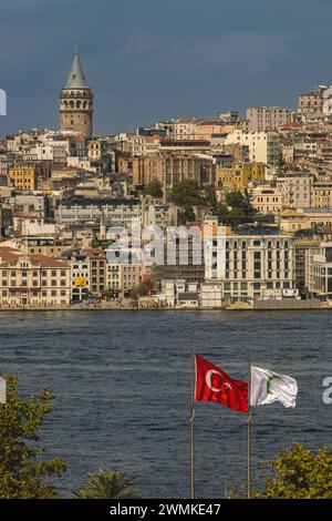 Blick auf den Galata-Turm vom Topkapi-Palast, Istanbul, Türkei Stockfoto