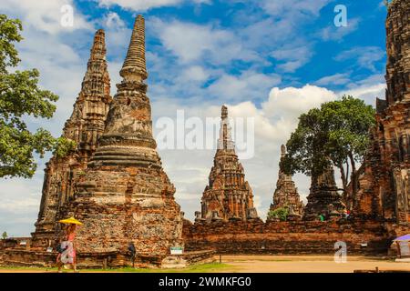 Die Pagode im Tempel Wat Chaiwatthanaram ist einer der berühmten Tempel in Ayutthaya Stockfoto
