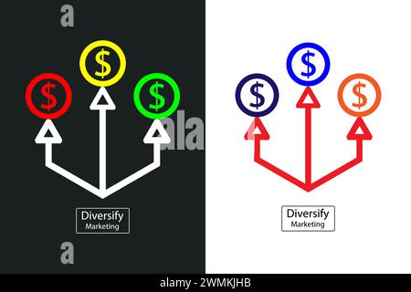 Diversifizieren Sie die Symbole aus der Marketing-Sammlung für Apps und UI. Stock Vektor