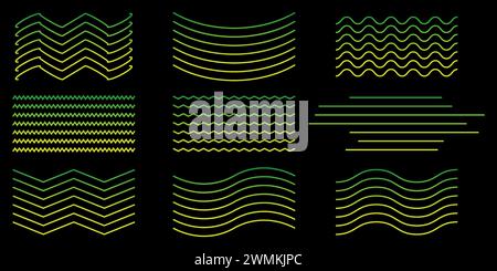 Dünne Wellenlinien nahtloses Muster. Wiederholbares, wellenförmiges Zickzack-Linien-Vektormuster. Stock Vektor