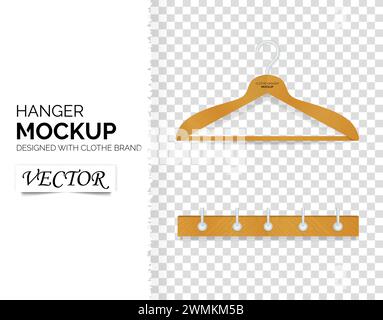 Realistische Kleidung Holzbügel oder Haken Wand Vektor Design Vorlage, Clipart oder Mock up für Werbung Stock Vektor