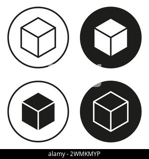 Würfelsymbole geometrische Formen. 3D-Box abstrakt. Symbol für Verpackungsstruktur. Vektorabbildung. EPS 10. Stock Vektor
