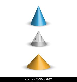 3D-Geometrie der Kegelfarbe. Vektorabbildung. EPS 10. Stock Vektor