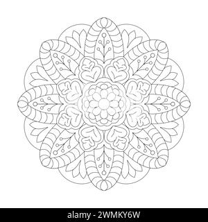 Mandala Entspannungsmuster einzigartiges Design mit Naturstil zum Ausmalen Buchseite, Vektordatei Stock Vektor