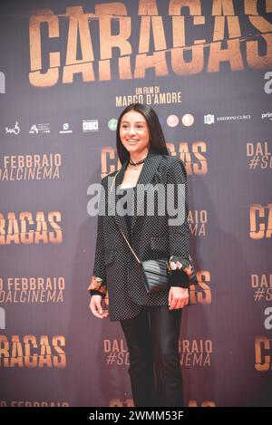 Neapel, Italien. Februar 2024. Die Schauspielerin Ludovica Nasti während des Fotorufs des Films Caracas im Space Cinema in Neapel (Foto: Paola Visone/Pacific Press) Credit: Pacific Press Media Production Corp./Alamy Live News Stockfoto