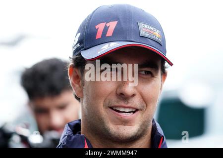 Aktenfoto vom 24.08.2023 von Red Bull Racing F1-Fahrer Sergio Perez. Der Grand Prix von Bahrain ist das erste von 24 Rennen mit einem vollen Kalender, der am 8. Dezember in Abu Dhabi endet. Hier regiert die Nachrichtenagentur PA die Herrschaft über Verstappen und die anderen 19 Fahrer aus den 10 Teams der Startaufstellung. Ausgabedatum: Dienstag, 27. Februar 2024. Stockfoto