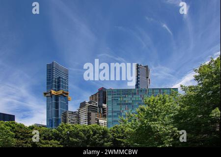 Flacher Blick auf die Innenstadt von Melbourne Stockfoto