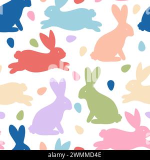 Osterhase und Ei bunter nahtloser Muster Hintergrund Stockfoto