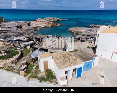 Es Calo de Sant Agusti, Tramuntana Coast, Formentera, Pitiusas Islands, Balearische Gemeinschaft, Spanien Stockfoto
