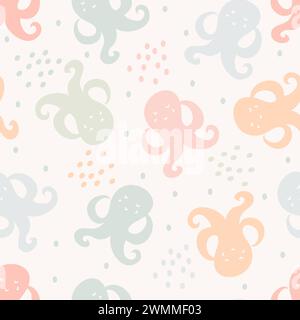 Tintenfisch Kinder Pastel Baby Nahtlose Muster Hintergrund Stockfoto