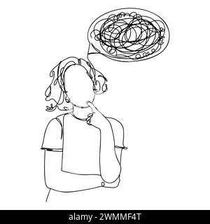 Einzeiliger Stapel Bücher handgezeichnete Illustration Weißer Hintergrund Stockfoto