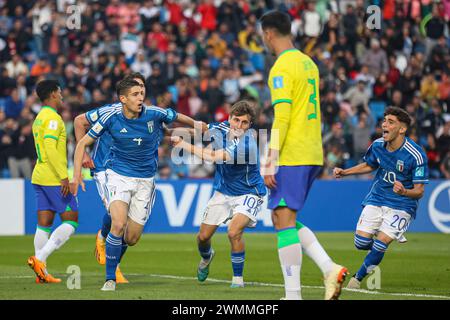 MENDOZA, ARGENTINIEN – 21. MAI: Matteo Prati feiert sein Tor beim Spiel der FIFA U20-Weltmeisterschaft Argentinien 2023 zwischen Italien und Brasilien bei ESTA Stockfoto