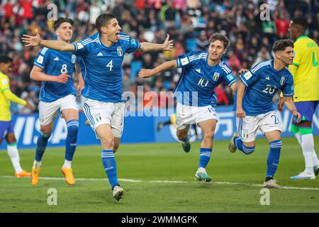 MENDOZA, ARGENTINIEN – 21. MAI: Matteo Prati feiert sein Tor beim Spiel der FIFA U20-Weltmeisterschaft Argentinien 2023 zwischen Italien und Brasilien bei ESTA Stockfoto