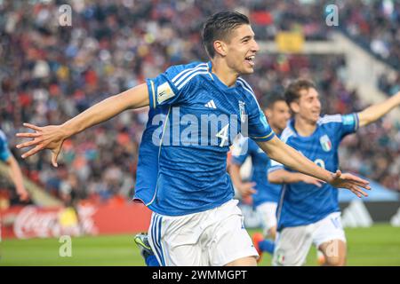 MENDOZA, ARGENTINIEN – 21. MAI: Matteo Prati feiert sein Tor beim Spiel der FIFA U20-Weltmeisterschaft Argentinien 2023 zwischen Italien und Brasilien bei ESTA Stockfoto