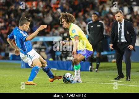 MENDOZA, ARGENTINIEN - 21. MAI: Mattia Zanotti aus Italien und Guilherme Biro aus Brasilien beim Spiel der FIFA U20-Weltmeisterschaft Argentinien 2023 zwischen Italien und Bra Stockfoto