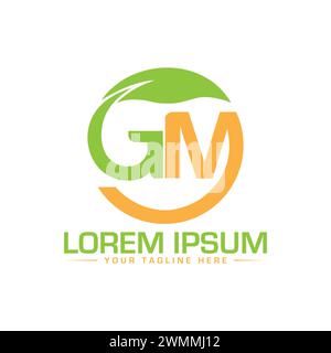 GM Letter Logo Design, GM und Leaf kombinieren Letter Logo Design Stock Vektor