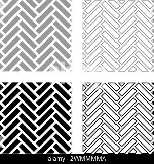 Parkett Parkett Parkett Holzboden Holz Innenraum Natur Material Set Icon grau schwarz Farbe Vektor Illustration Bild einfache feste Füllung Umrisskontur Stock Vektor